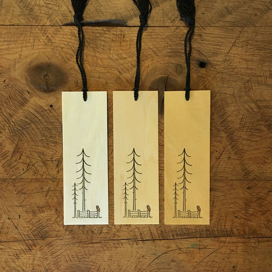 Minimal Adventure Letterpress Wood Bookmark Owl