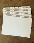 4x6 Letterpress Recipe Card Dividers