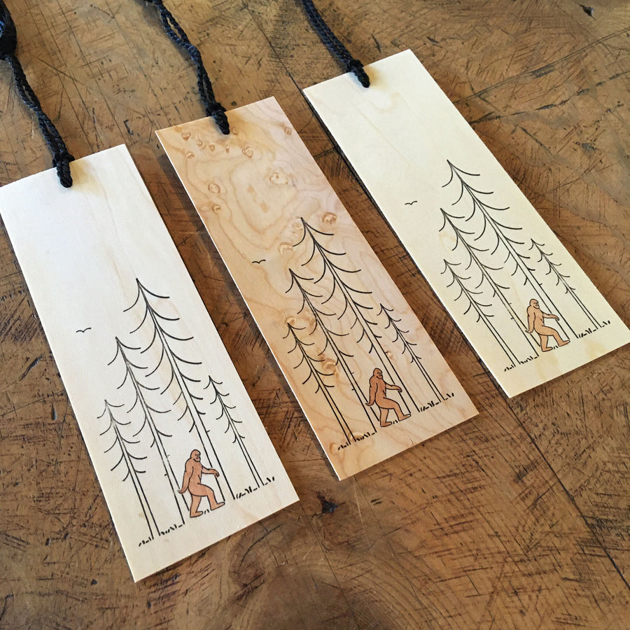 Minimal Adventures Letterpress and Watercolour Wood Bookmark Sasquatch