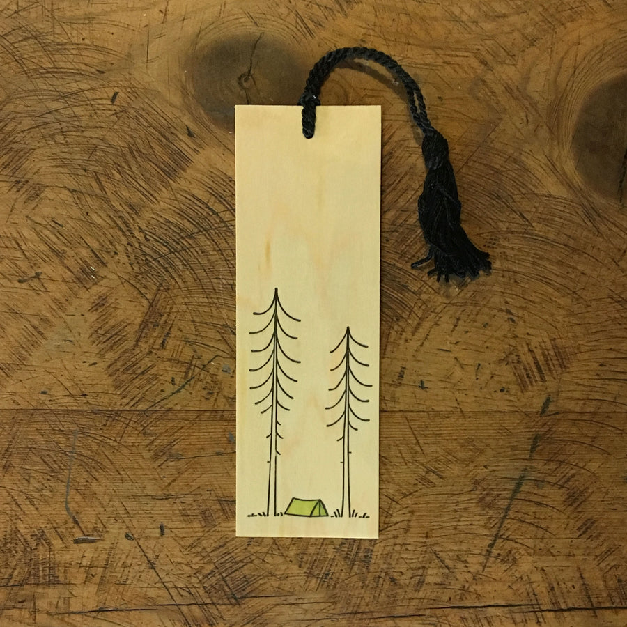 Minimal Adventure Letterpress Wood Bookmark Tent