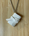 Miniature Book Necklace White Leather