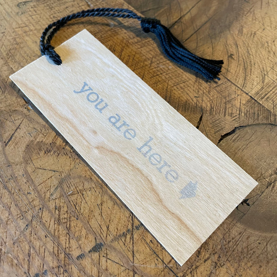You Are Here Letterpress Wood Bookmark