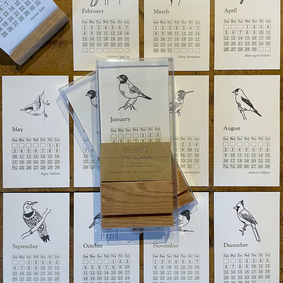 2026 Backyard Birds Letterpress Calendar