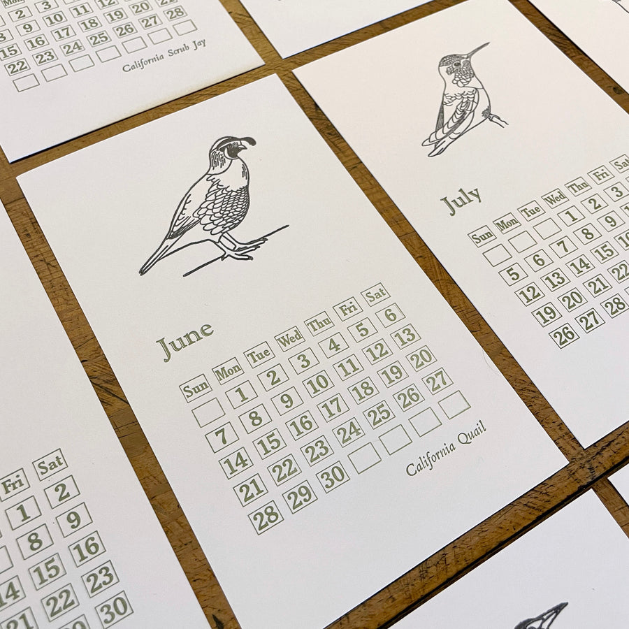 2026 Backyard Birds Letterpress Calendar