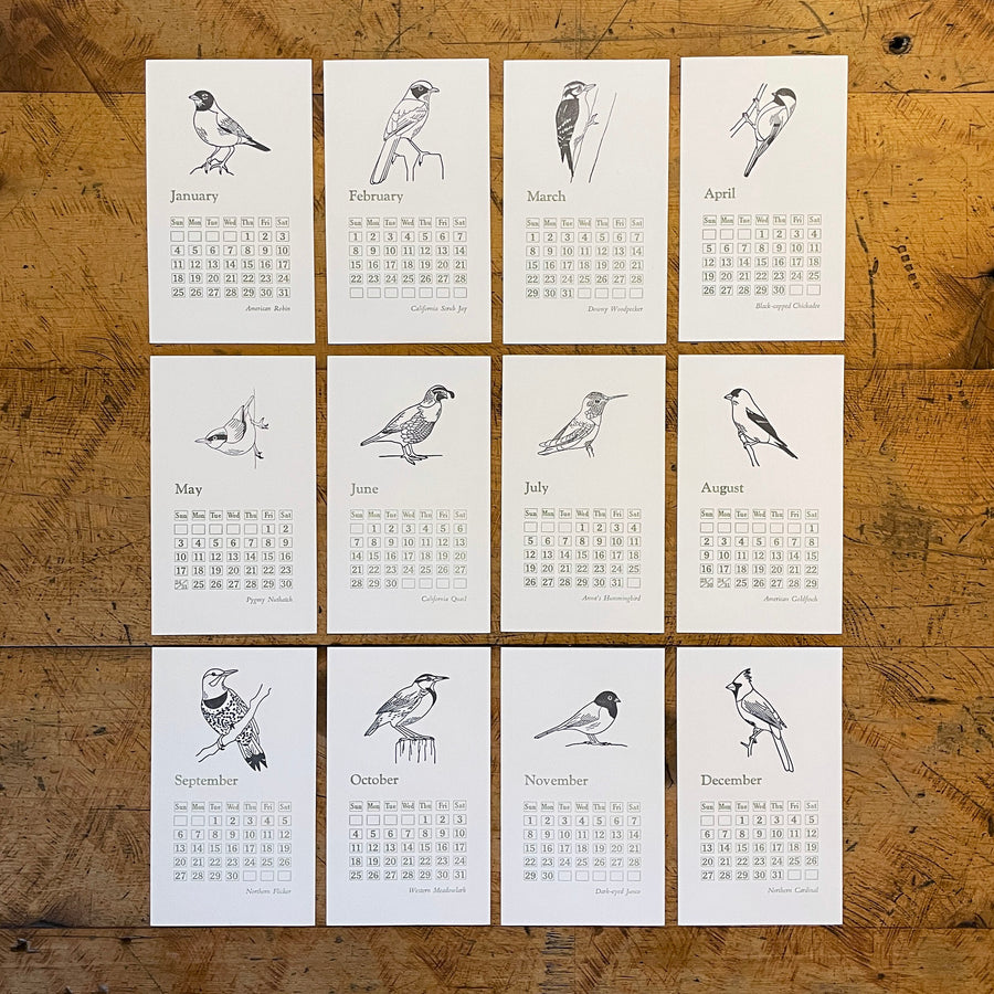 2026 Backyard Birds Letterpress Calendar