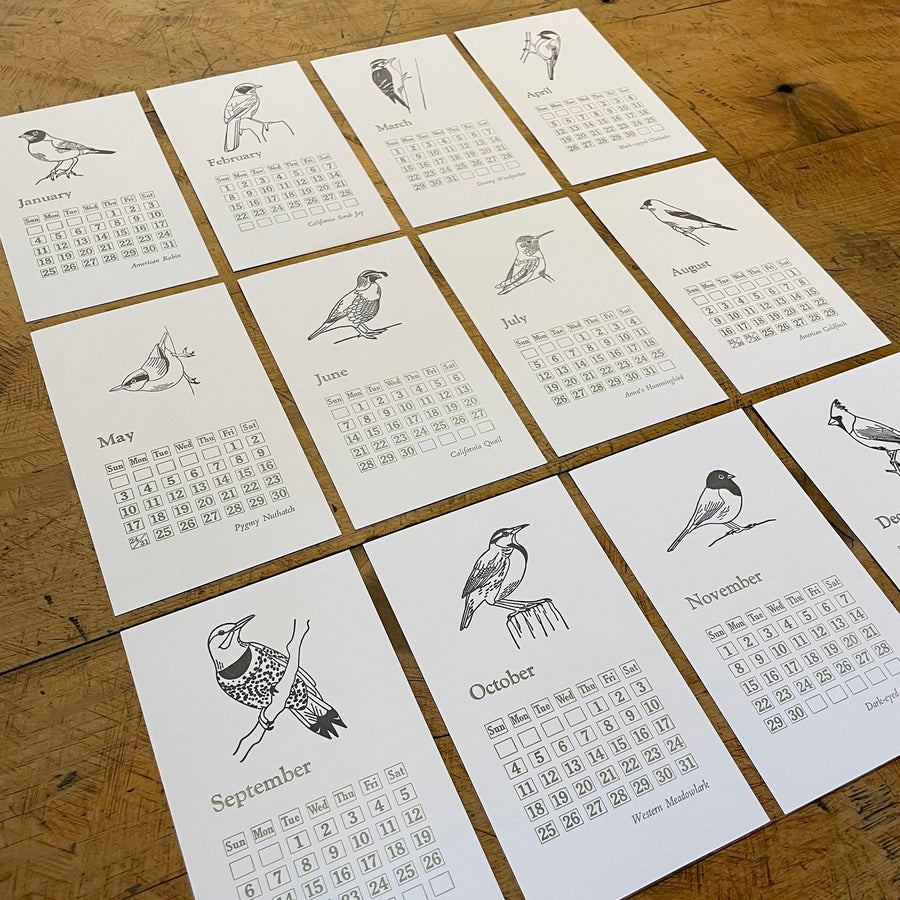 2026 Backyard Birds Letterpress Calendar