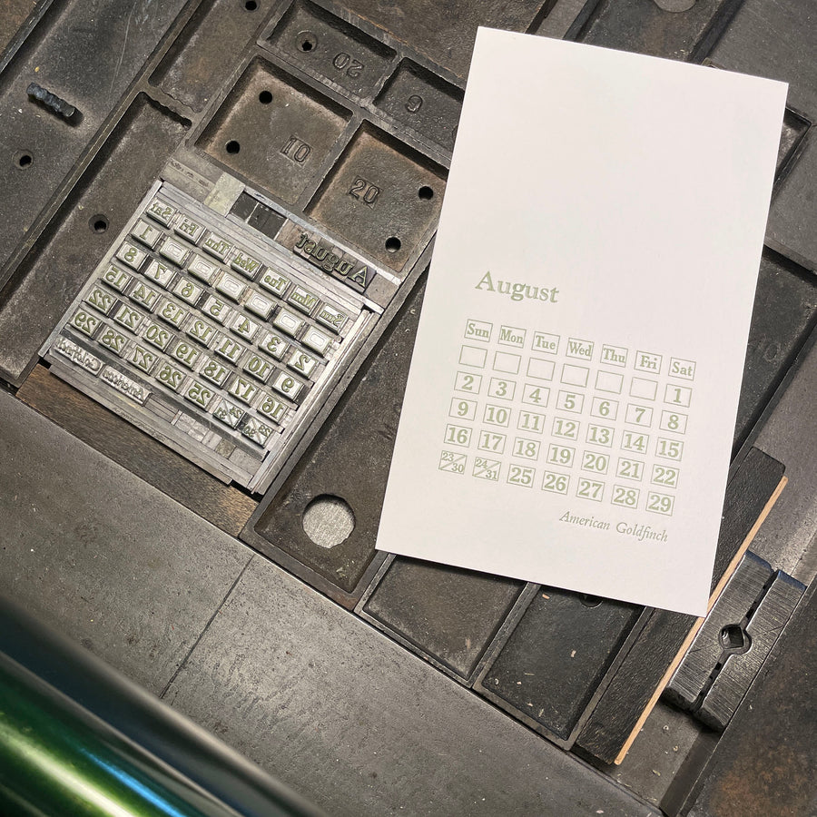 2026 Backyard Birds Letterpress Calendar