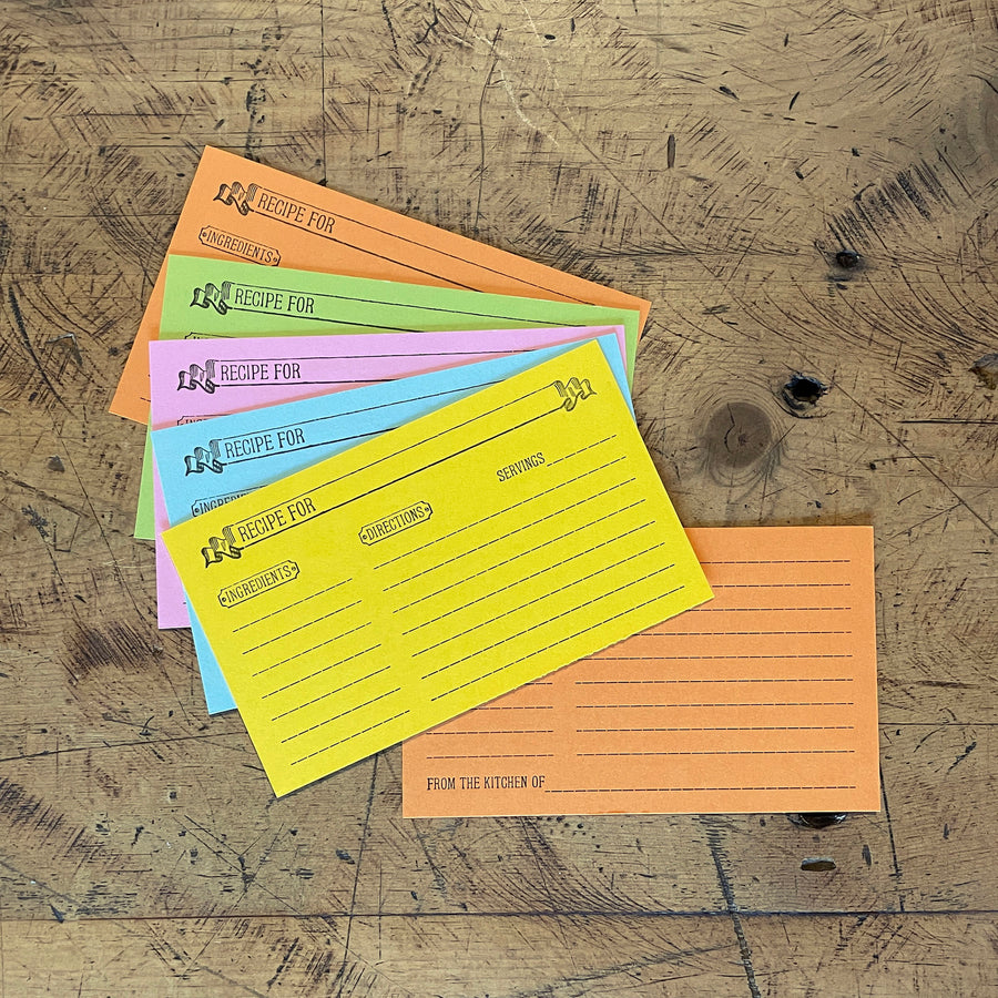 3x5 Recipe Cards Multicolour Letterpress