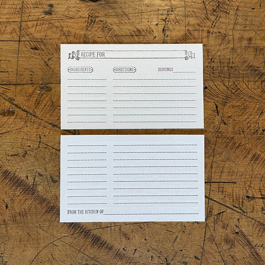3x5 Recipe Cards White Letterpress