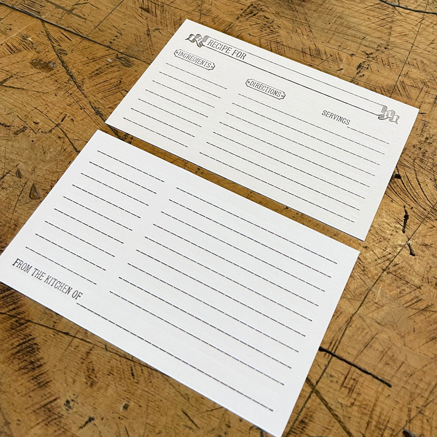 3"x5" Letterpress Recipe Cards - Double-sided Green Bird Press 3"x5" Letterpress Recipe Cards - Double-sided Green Bird Press