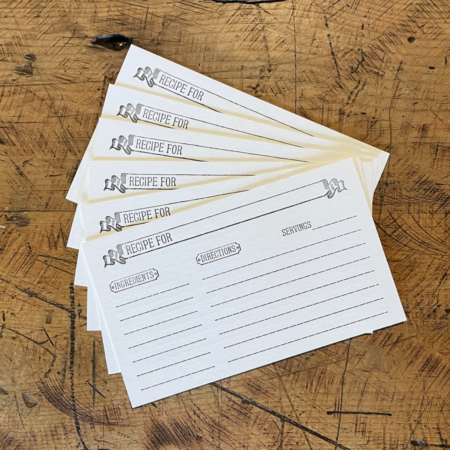 3"x5" Letterpress Recipe Cards - Double-sided Green Bird Press 3"x5" Letterpress Recipe Cards - Double-sided Green Bird Press