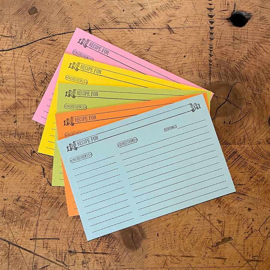 4x6 Recipe Cards Multicolor Letterpress