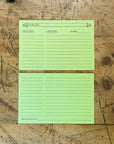 4x6 Recipe Cards Green Letterpress