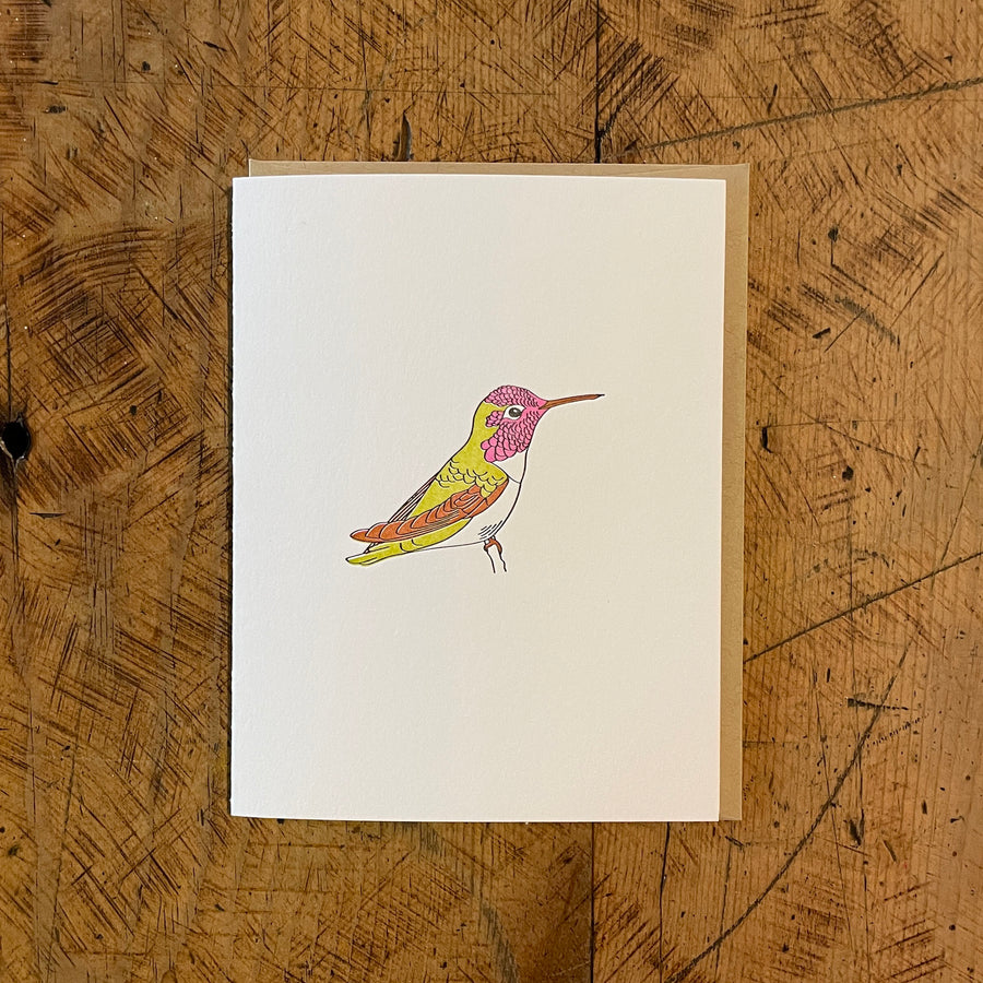 Anna's Hummingbird Letterpress Card