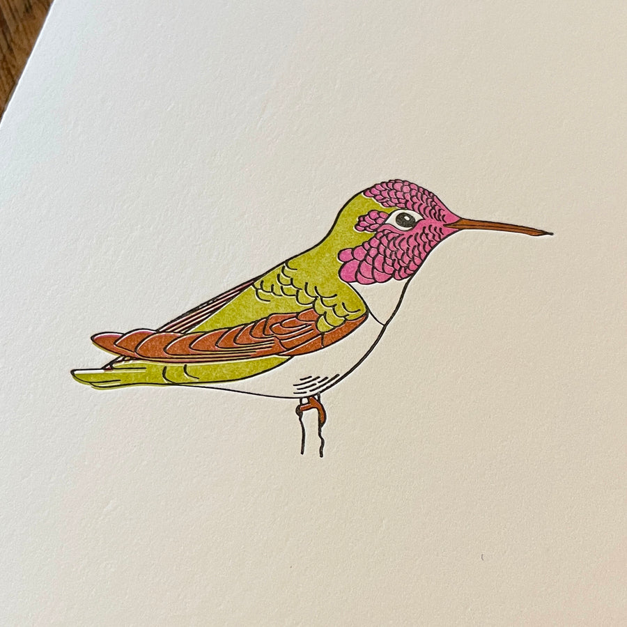 Anna's Hummingbird Letterpress Card