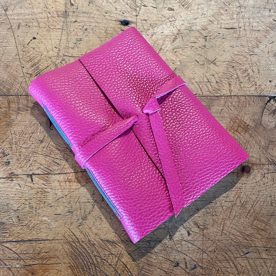 Hand Bound Leather Journal Pink