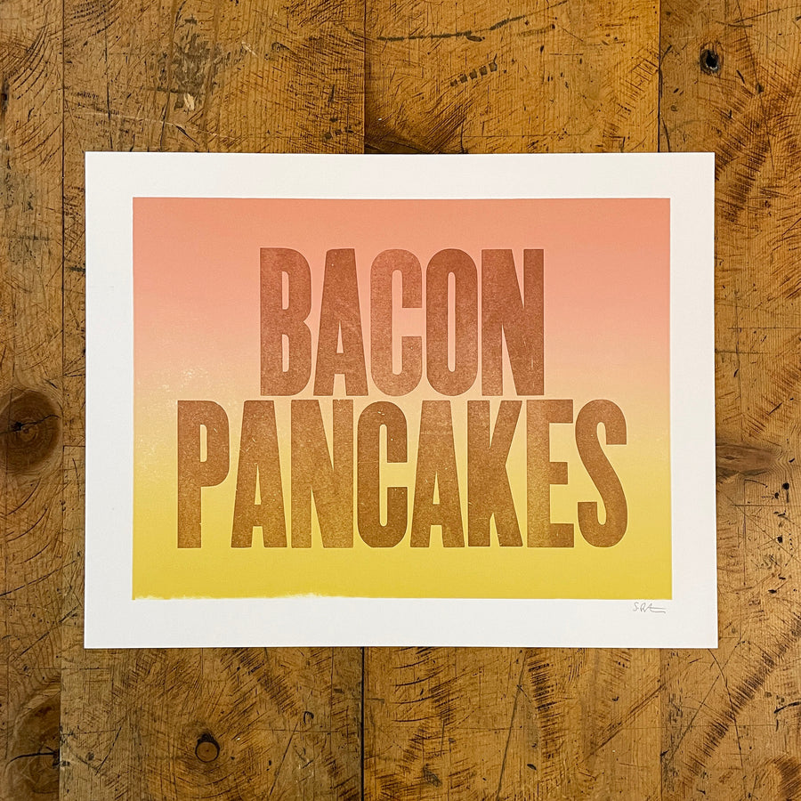 Bacon Pancakes Letterpress Print