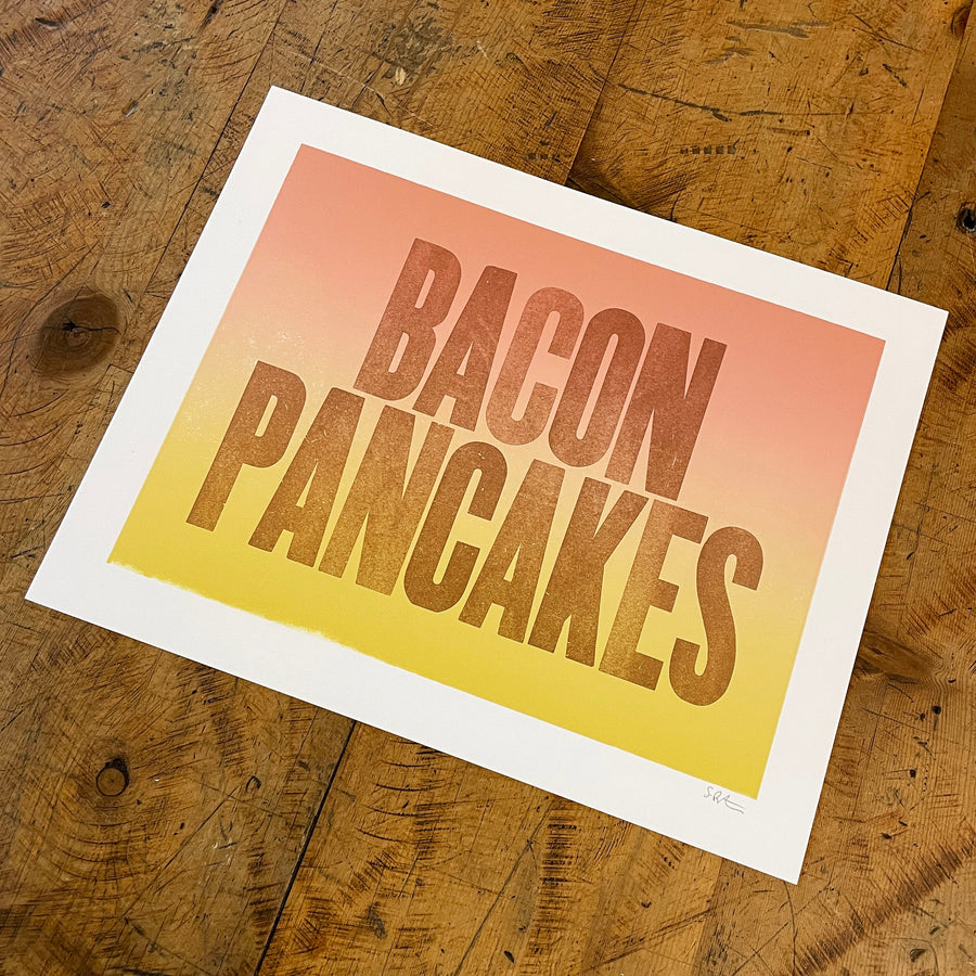 Bacon Pancakes Letterpress Print