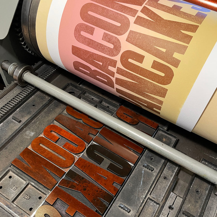 Bacon Pancakes Letterpress Print