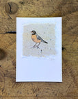 Bird Letterpress Prints on Handmade Paper with Watercolor