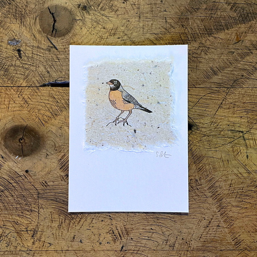 Bird Letterpress Prints on Handmade Paper with Watercolor