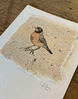 Bird Letterpress Prints on Handmade Paper with Watercolor