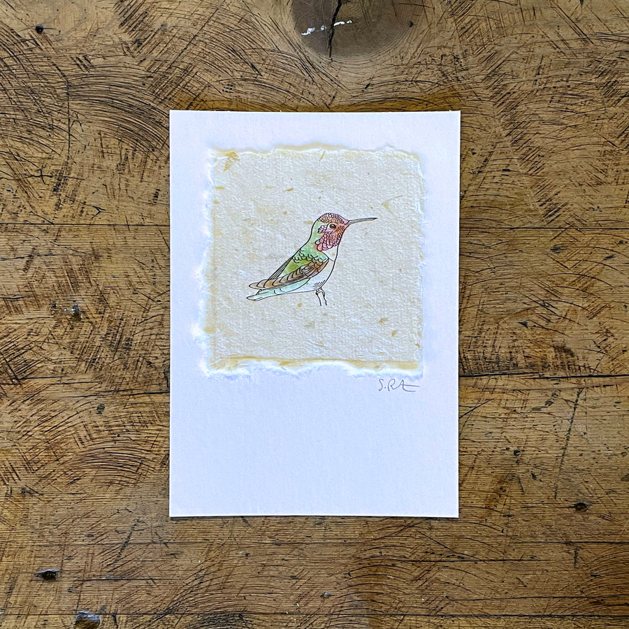 Bird Letterpress Prints on Handmade Paper with Watercolor