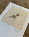 Bird Letterpress Prints on Handmade Paper with Watercolor