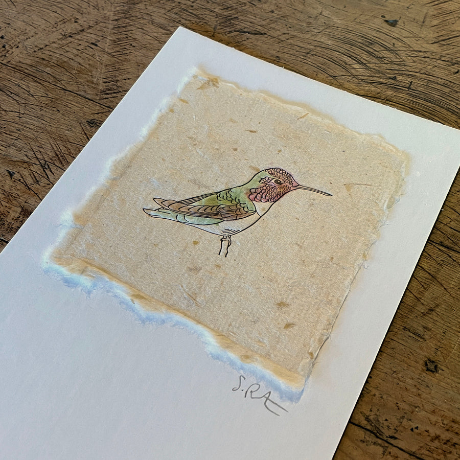 Bird Letterpress Prints on Handmade Paper with Watercolor