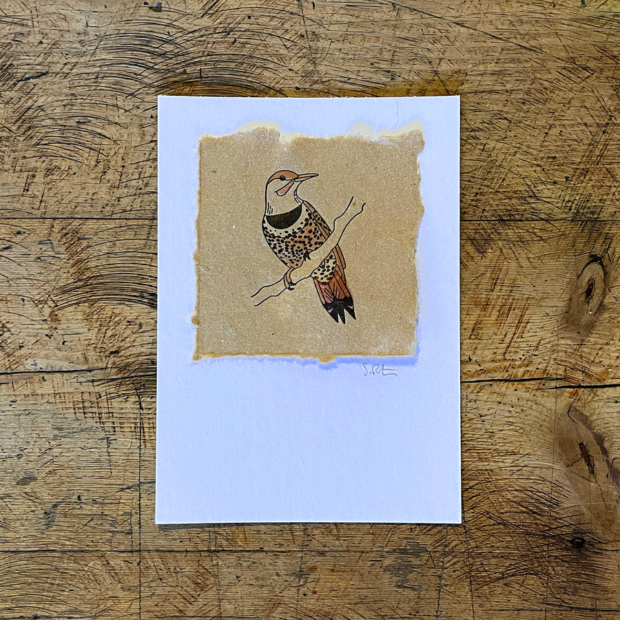 Bird Letterpress Prints on Handmade Paper with Watercolor