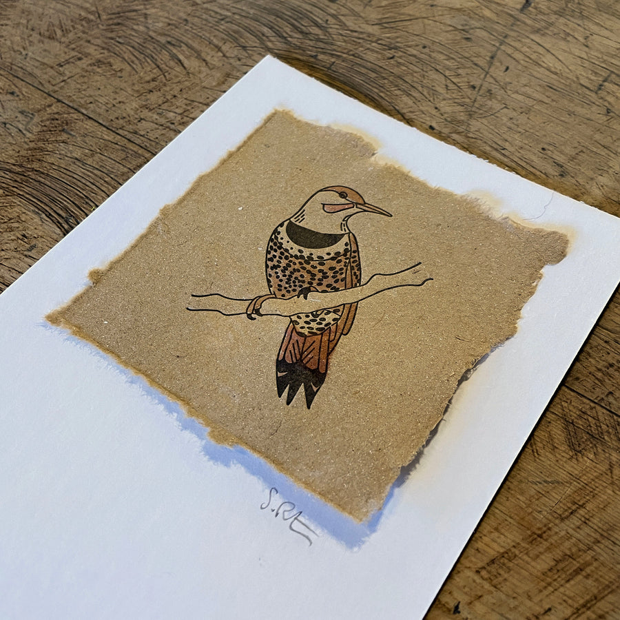 Bird Letterpress Prints on Handmade Paper with Watercolor