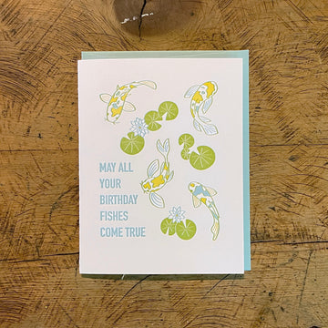 Birthday Fishes Letterpress Card