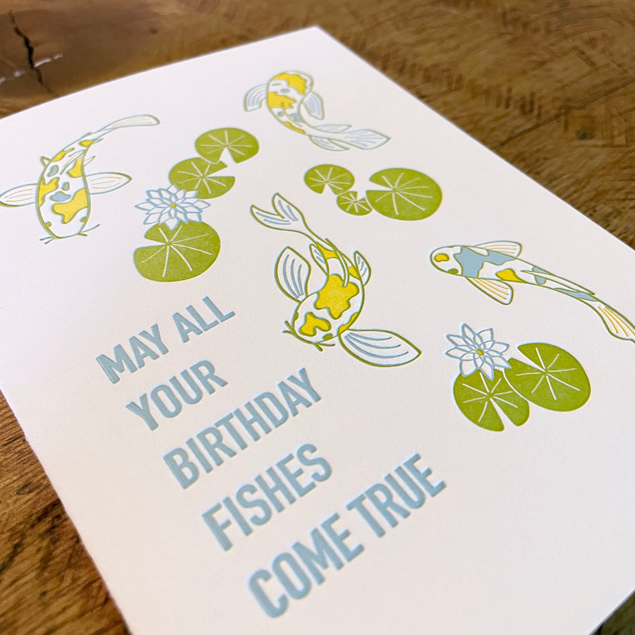 Birthday Fishes Letterpress Card