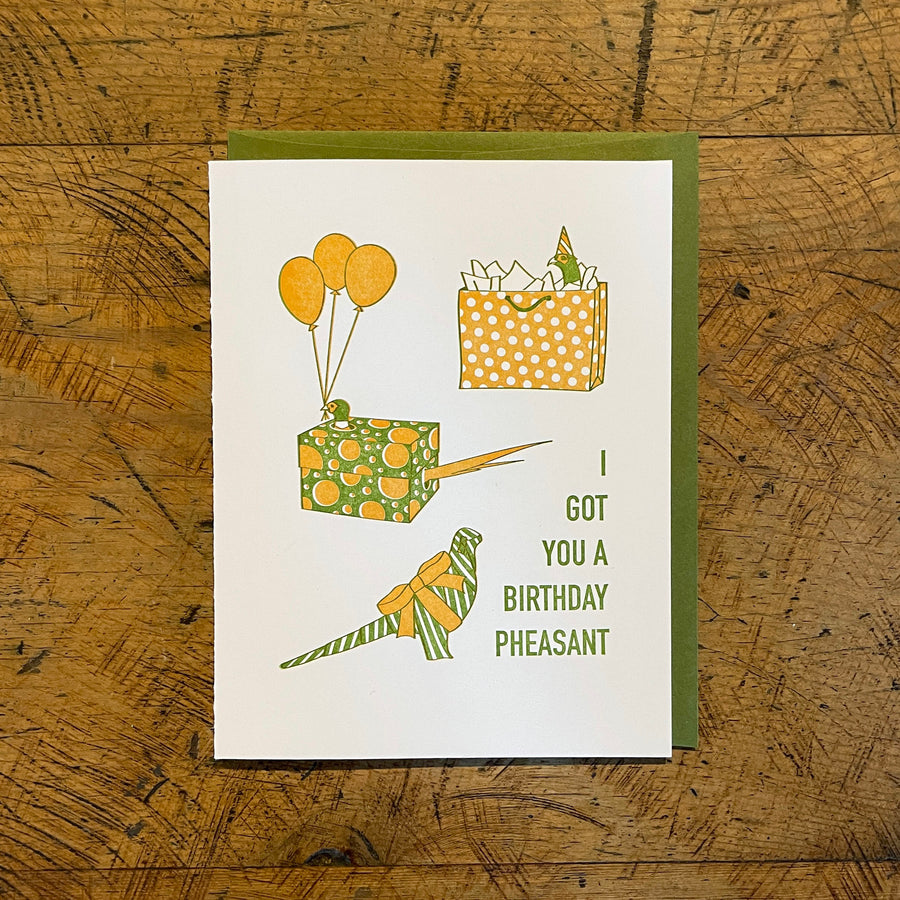 Birthday Pheasant Letterpress Card