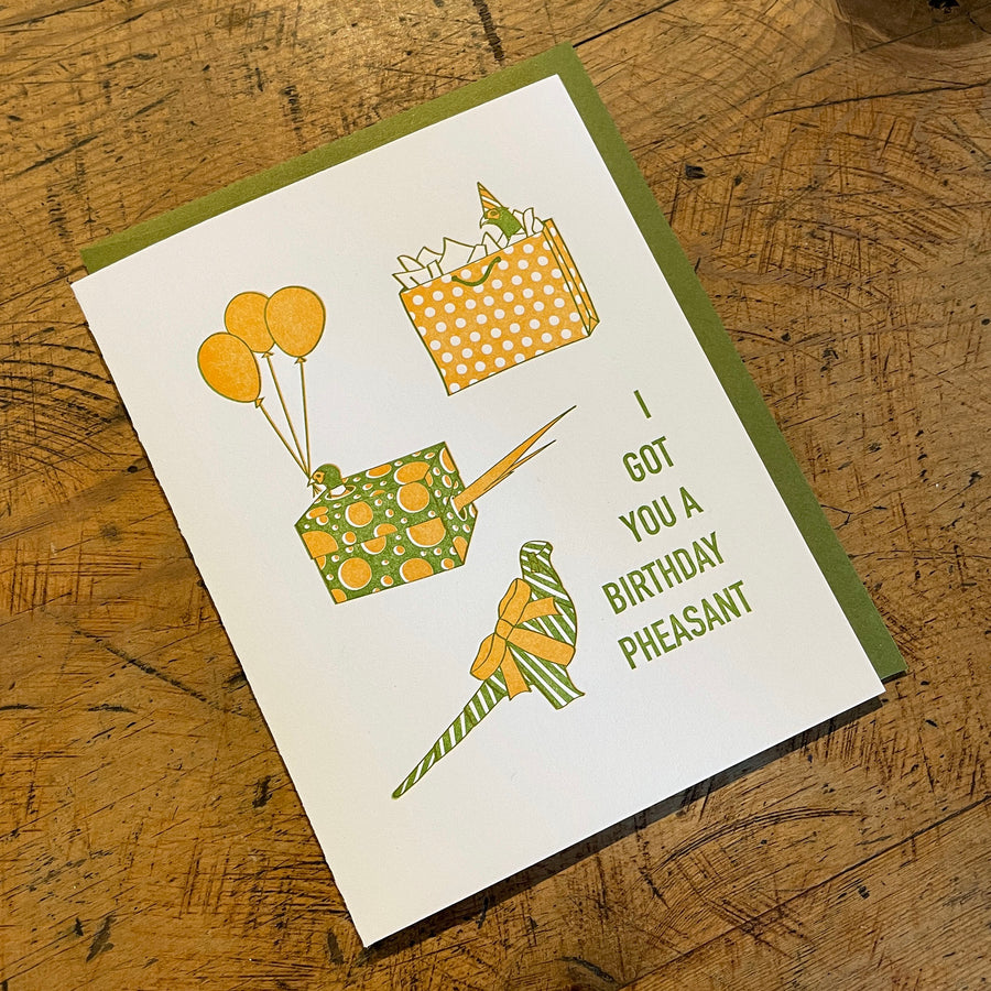 Birthday Pheasant Letterpress Card