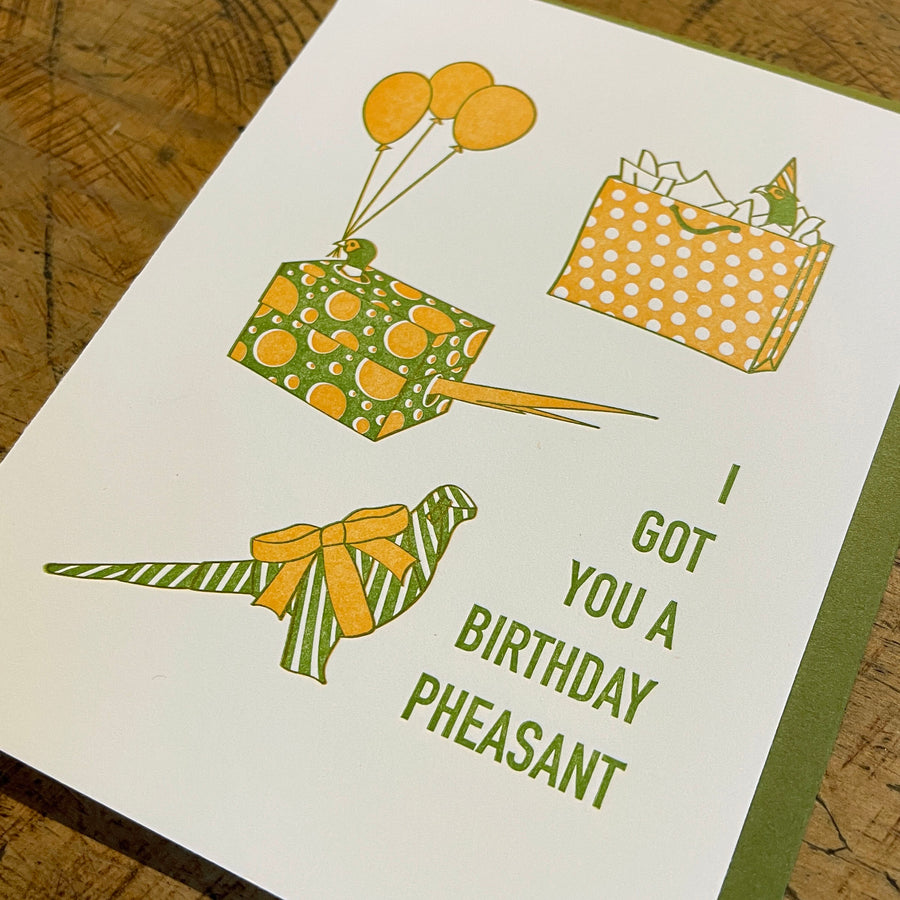 Birthday Pheasant Letterpress Card