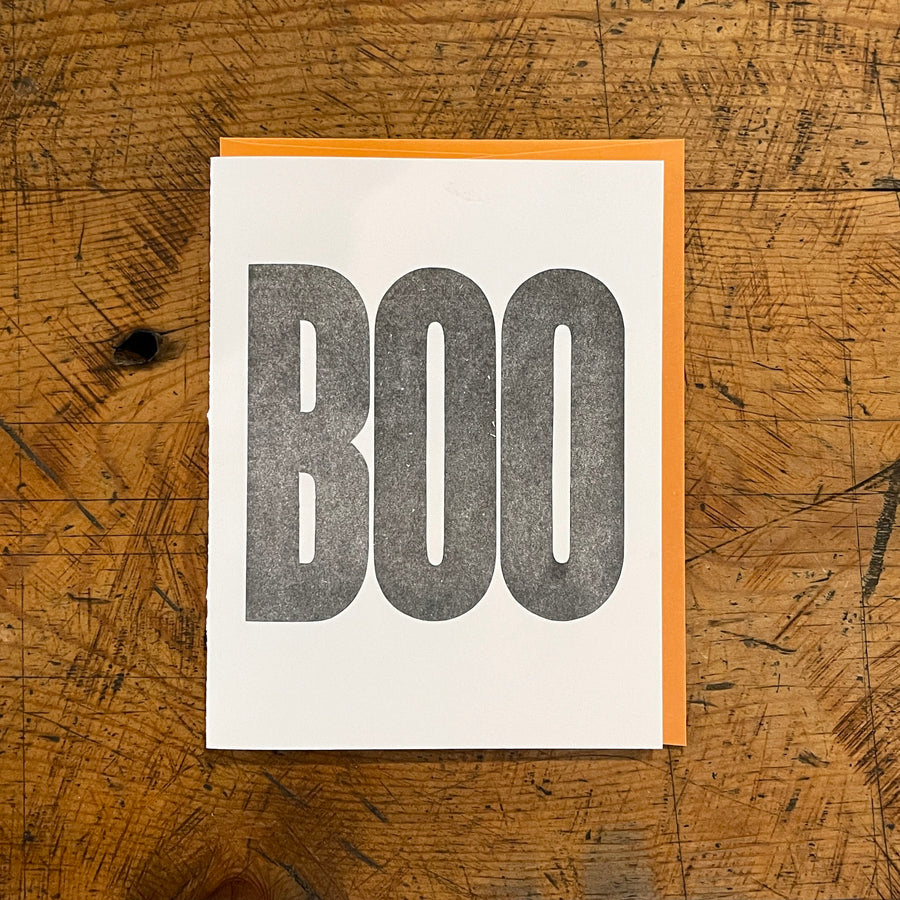 Boo Halloween Letterpress Card