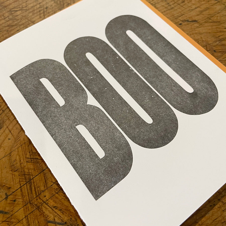 Boo Halloween Letterpress Card