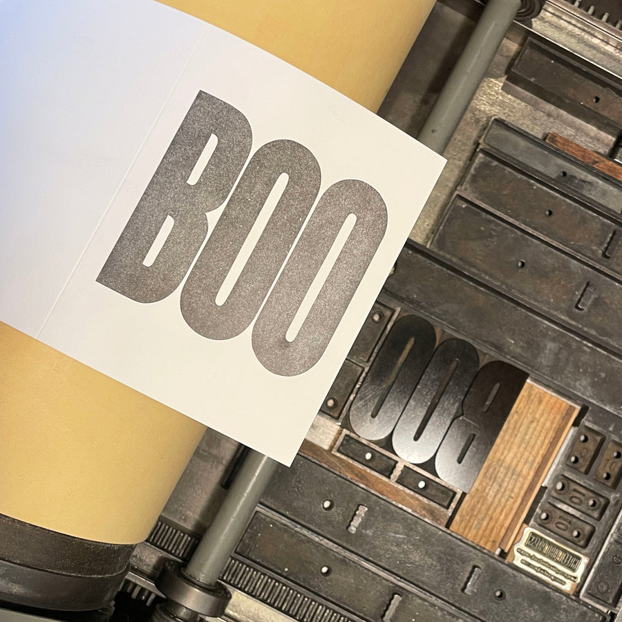Boo Halloween Letterpress Card