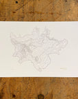Broken Top Topographic Map Letterpress Print