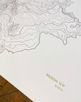 Broken Top Topographic Map Letterpress Print