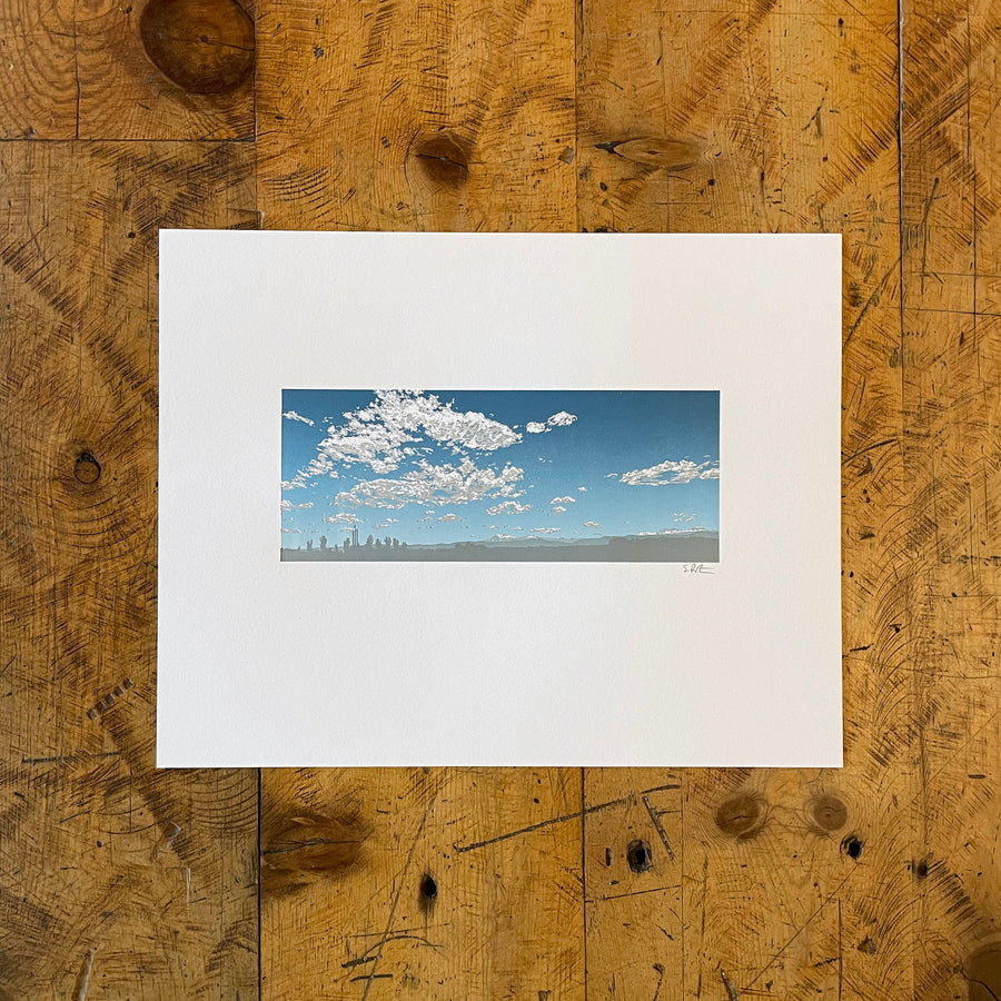 Clouds Over Bend Letterpress Print