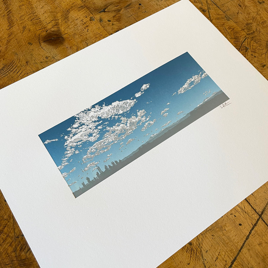 Clouds Over Bend Letterpress Print