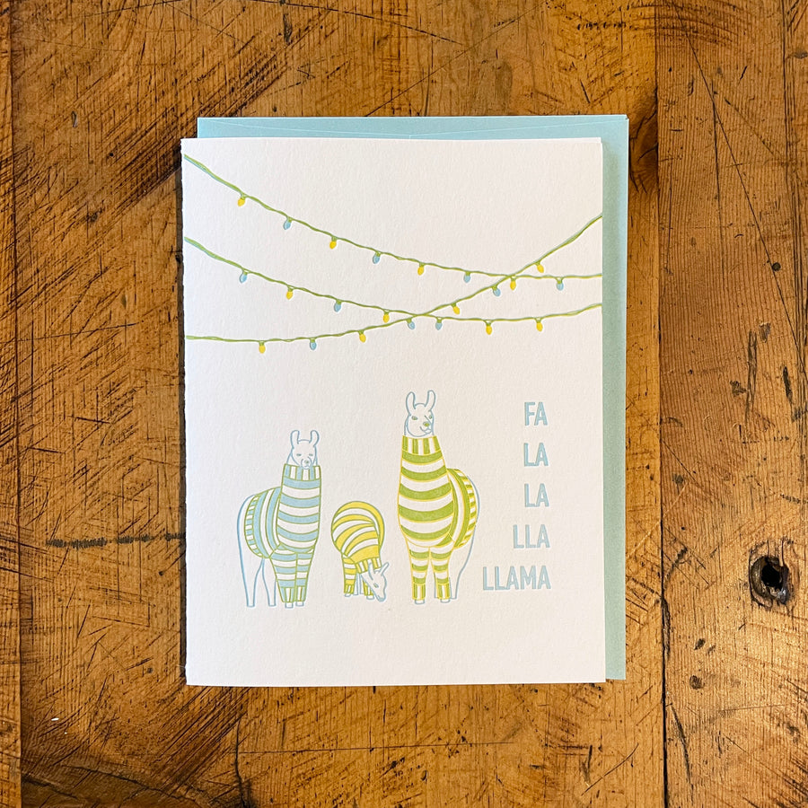 Fa La La Lla Llama Letterpress Card