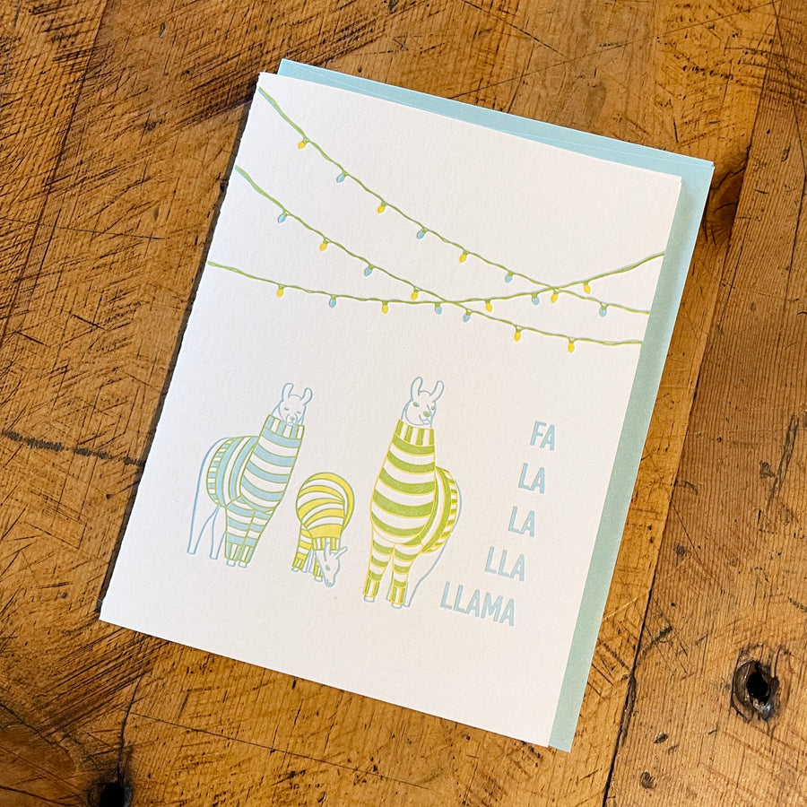 Fa La La Lla Llama Letterpress Card