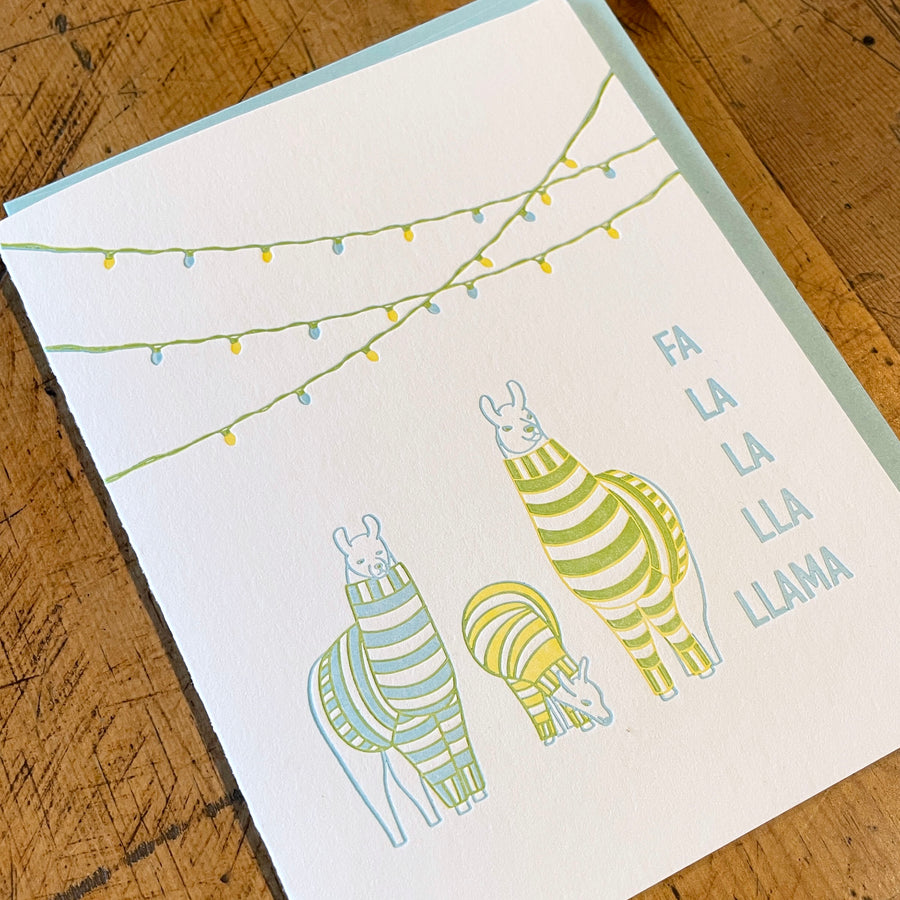 Fa La La Lla Llama Letterpress Card