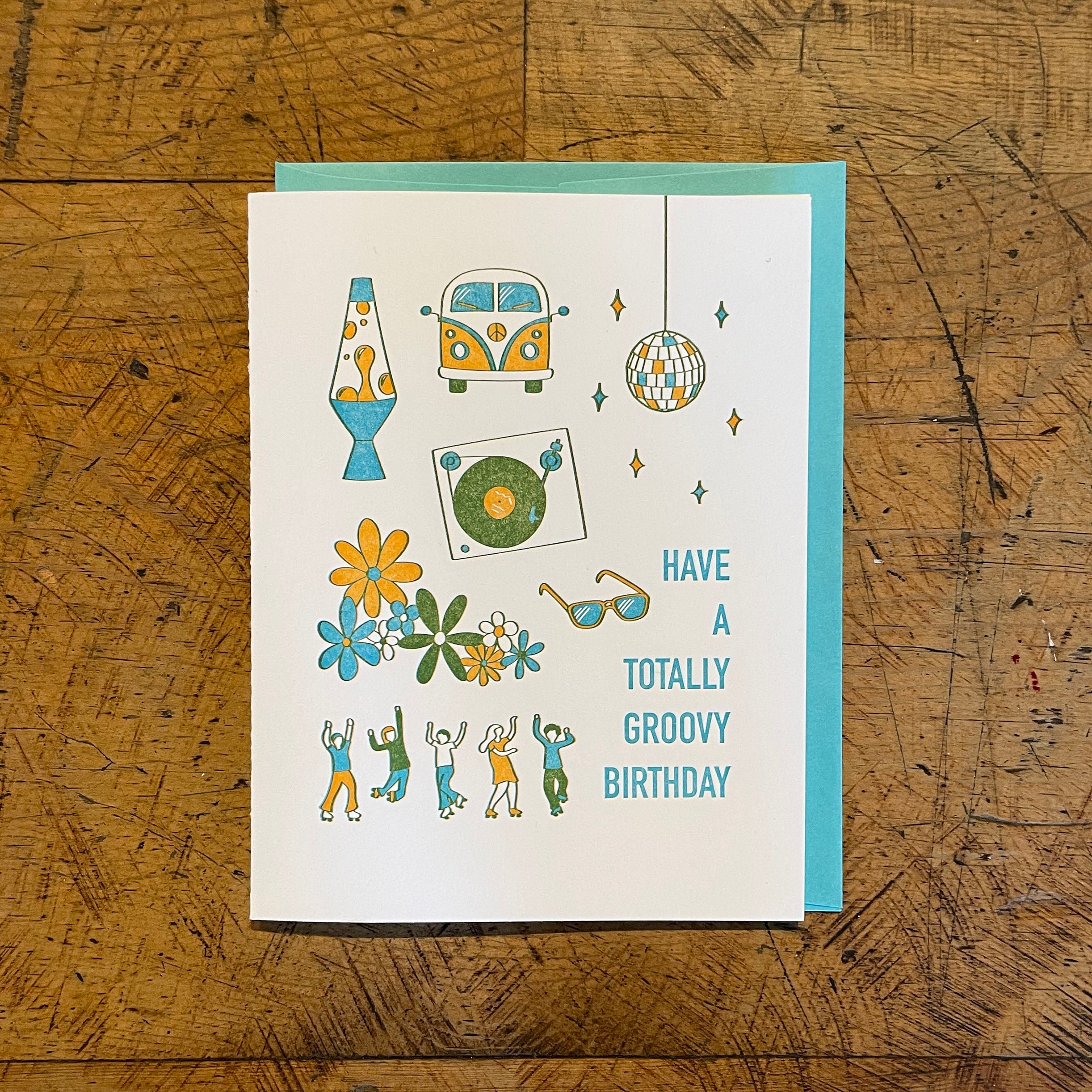 Groovy Birthday Letterpress Card – Green Bird Press
