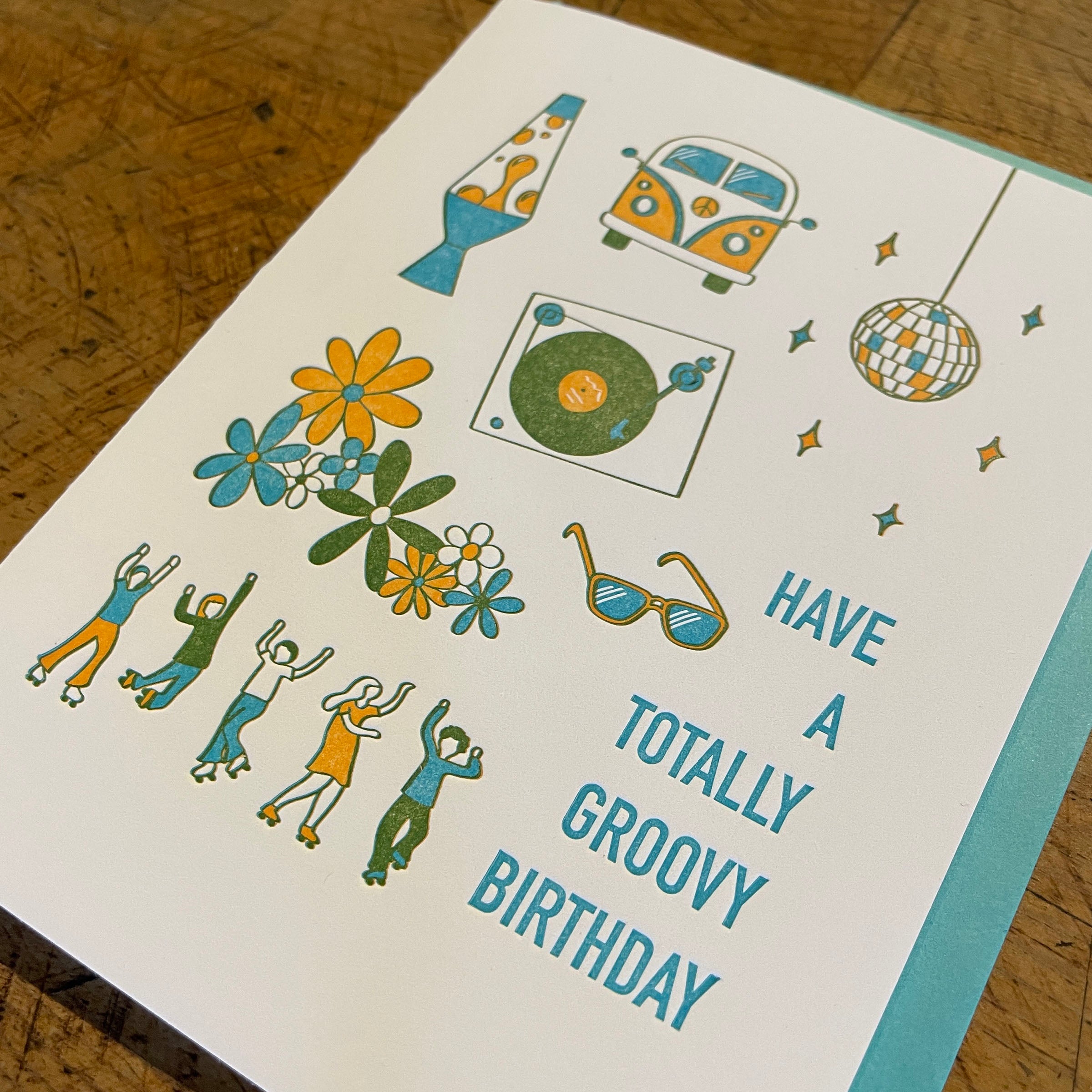 Groovy Birthday Letterpress Card – Green Bird Press
