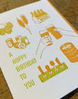 Hoppy Beer Birthday Letterpress Card