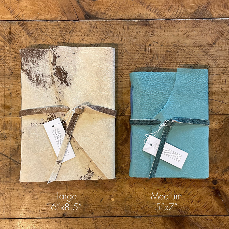 Large Hand Bound Leather Journal Lined Pages Green Bird Press